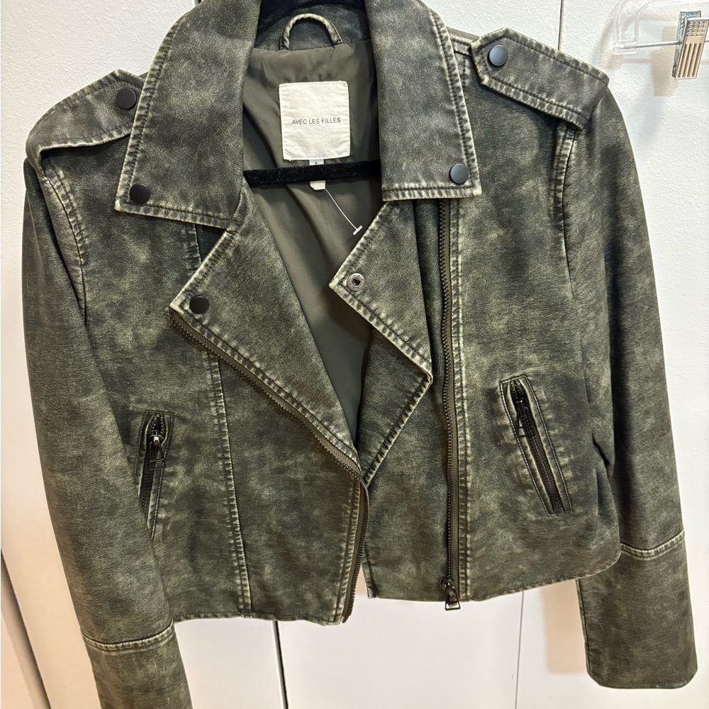 Washed Green Leather Jacket